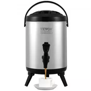 VEVOR Isolierter Getr&auml;nkespender 6L mit Zapfhahn, Edelstahl