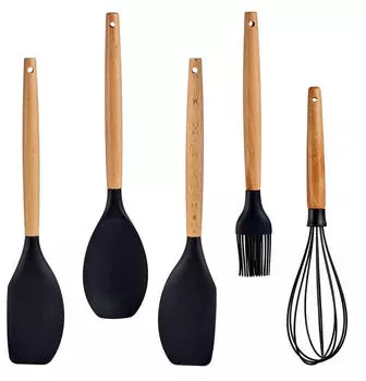 Kinvare Küchenutensilien-Set Silikon, 5-teilig, braun/schwarz (S3608550)