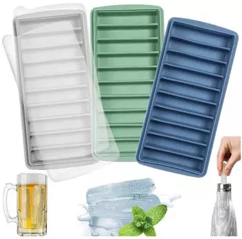 LuxusKollektion Silikon-Eiswürfelform mit Deckel, 10 Fächer, BPA-frei, mehrfarbig
