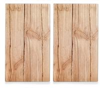 Zeller - 26277 Herdabdeck-schneideplatten 'wood', 2-er Set, Glas