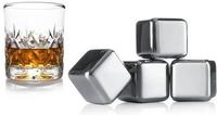 Vacu Vin 4er-Set: K&uuml;hlw&uuml;rfel in Silber - (B)2,6 x (H)2,6 x (T)2,6 cm