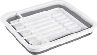 WENKO Geschirrabtropfer Mod. Gaia faltbar Grau/Wei&szlig; mit Besteck-Halter und