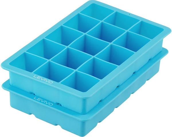 Levivo Eiswürfelform für 15 Eiswürfel á 3 x 3 cm 2er Set blau