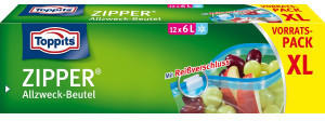 Toppits Zipper XL Allzweck-Beutel Mit Reißverschluss 12 Beutel 6 Liter