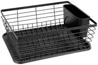 WENKO Geschirrabtropfer Mod. Drip Schwarz mit herausnehmbarem Besteckkorb 54766100