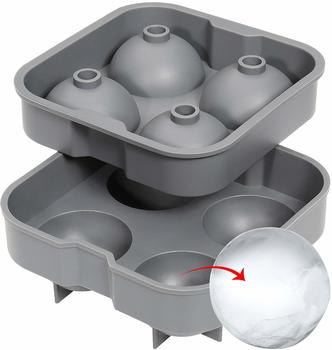 Cilio 12x12cm Eisw&uuml;rfelform QUATTRO Silikon 4 Kugeln Eisw&uuml;rfel