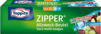 Toppits Gefrierbeutel Zipper Allzweck-Beutel 1l, mit Zip-Reißverschluss, 12 Stück