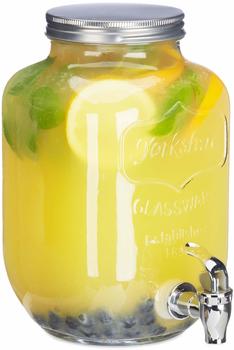 Relaxdays Getränkespender 10023429 3,5 Liter, Glas, mit Zapfhahn