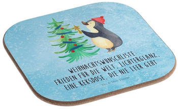 Mr. & Mrs. Panda Getränkeuntersetzer Pinguin Weihnachtsbaum - Eisblau