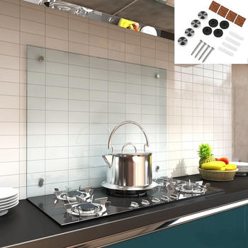 Mucola Küchenrückwand Spritzschutz Fliesenspiegel Küche Wandschutz Glas 6mm ESG Klarglas - 100x55CM