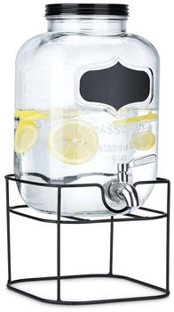Navaris Getränkespender 5 Liter aus Glas - Zapfhahn aus Edelstahl und Ständer