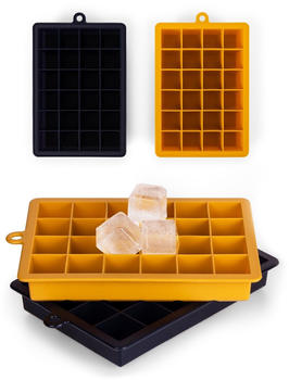 Blumtal Eiswürfelform Würfelgröße M, 2x24er Pack, BPA frei Schwarz & Gelb