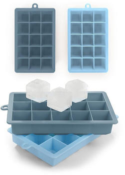 Blumtal Eiswürfelform Würfelgröße XL, 2x15er Pack, BPA frei Graublau & Hellblau