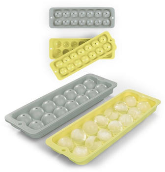 Blumtal Eiswürfelform Kugelgröße M, 2x14er Pack, Eiskugelform BPA frei Grau & Gelb