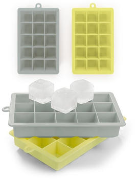 Blumtal Eiswürfelform Würfelgröße XL, 2x15er Pack, BPA frei Grau & Gelb