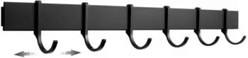 Designfabrik Hamburg Hakenleiste selbstklebend, schwarz matt, Metall, 40cm, 6 Haken (A202001)
