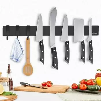 LuxusKollektion Messer-Magnetleiste 40cm, Edelstahl, schwarz, selbstklebend