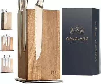 Waldland Messerblock magnetisch, Akazienholz, 360&deg; drehbar, 12 Messer