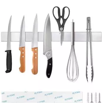 LuxusKollektion Ninonly Messer-Magnetleiste selbstklebend, Edelstahl, 40cm
