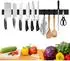 LuxusKollektion Magnetleiste Messer 60cm Edelstahl schwarz mit 3 Haken selbstklebend