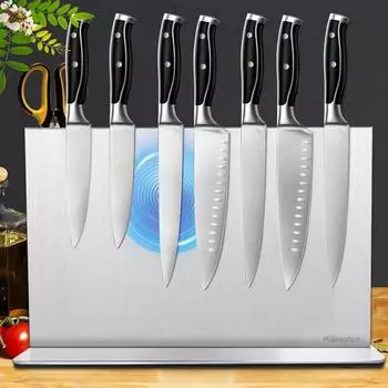 LuxusKollektion Magnetischer Messerblock, Edelstahl, doppelseitig, 40cm, silber