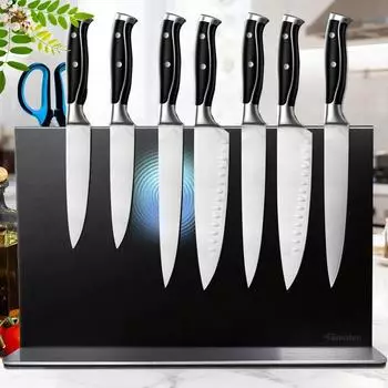 LuxusKollektion Magnetischer Messerblock, doppelseitig, Edelstahl, schwarz, 40cm
