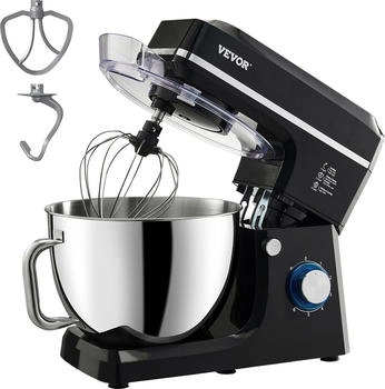 VEVOR Elektrischer Teigmixer 7,84L 1400W Schwarz