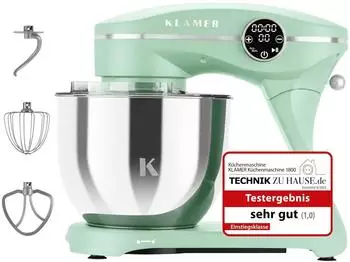 KLAMER Küchenmaschine 1800W, 6L Edelstahlschüssel, mint (K-KM-B-MNT-1800)