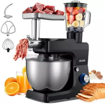 VEVOR Küchenmaschine multifunktional 1500W, 7,8L Edelstahlschüssel