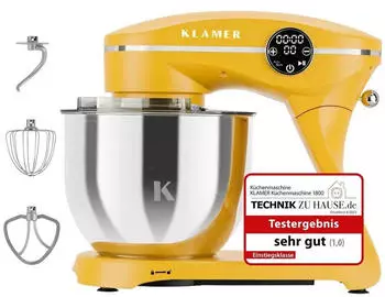 KLAMER Küchenmaschine 1800W gelb