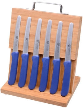 Gr&auml;we Magnet-Messerhalter Bambus mit 6 Br&ouml;tchenmessern blue