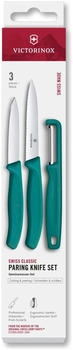 Victorinox Swiss Classic Set with Peeler and 3-Piece Set Extra Sharp Blade Green