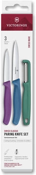 Victorinox Swiss Classic Set with Peeler and 3-Piece Set Extra Sharp Blade Coloured