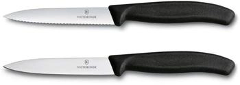 Victorinox Swiss Classic Tomato and Set 2-Piece Extra Sharp Blade Plastic Handle Stainless Steel Swiss Made Black