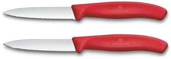 Victorinox Swiss Classic Tomato and Set 2-Piece Extra Sharp Blade Plastic Handle Stainless Steel Swiss Made Red