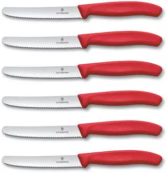 Victorinox Swiss Classic Tomaten- und Wurstmesser mit Wellenschliff, 11 cm in kale green