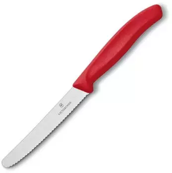 Victorinox Swiss Classic Tomaten- und Wurstmesser mit Wellenschliff, 11 cm in rot