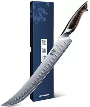 HOSHANHO Schinkenmesser 30cm, Japanischer Kohlenstoffstahl, Pakkaholzgriff (12 inch Butcher Knife)