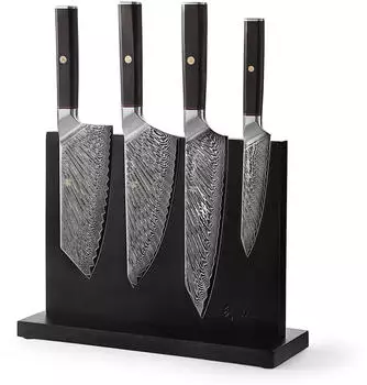 Wakoli Culinary Asia Messerset 5-teilig, 67-Lagen Damaststahl VG10, Akazienholz-Messerblock