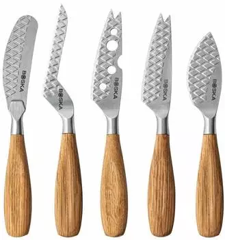 Boska Oslo+ S K&auml;semesser-Set 5-tlg., Edelstahl, Eichenholz (320375)