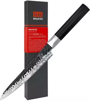 SHAN ZU Japanisches Kochmesser 15cm 7-lagiger 9Cr18MoV-Stahl G10-Griff (SZES-2023-014-4)