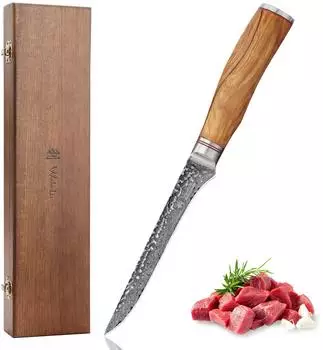 Wakoli Olive HS Ausbeinmesser Damaststahl (VG10) Olivenholzgriff 16cm Klinge