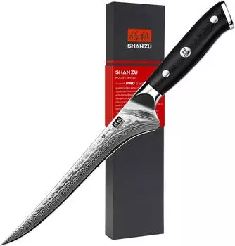 SHAN ZU PRO Series Filetiermesser 18cm, 67-Lagen Damaststahl, G10-Griff (SZPCS-2017-036)