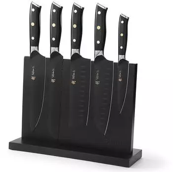 Wakoli Titanium Noir Messerset mit magnetischem Messerblock, Edelstahlklingen, 6-teilig