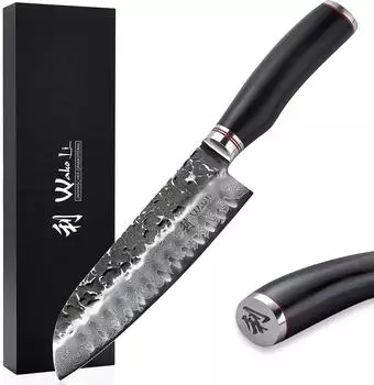 Wakoli EBO Santokumesser Damaststahl (VG10) 18cm Hammerschlag Eichenholzgriff (4250567704064)