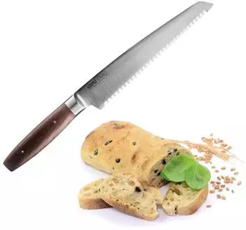 GEFU ENNO Brotmesser 21cm Wellenschliff, Walnussholzgriff (14000)