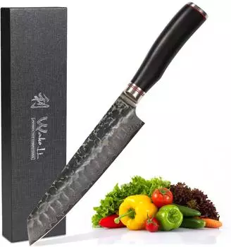 Wakoli EBO Kiritsuke Fleischmesser, 20cm Damastklinge, schwarzer Eichenholzgriff (4250567705528)