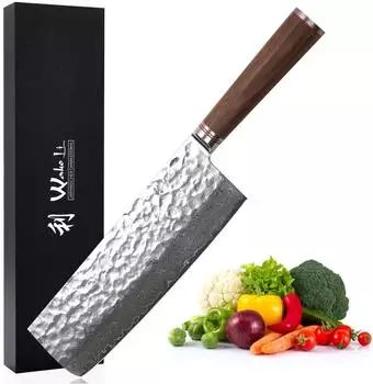 Wakoli Ebo Nakirimesser Damaststahl 67 Lagen, Nussbaumholzgriff, 22,5cm