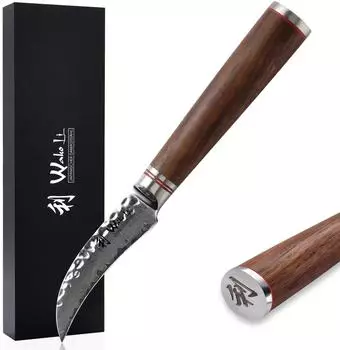 Wakoli Nussbaum Sch&auml;lmesser 8cm Klinge, 67-Lagen Damaststahl (4250567705474)