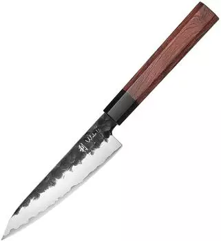 Wakoli Kensei Officemesser 11,5cm Klinge, 3-lagiger Verbundstahl, Redwood & Eichenholzgriff